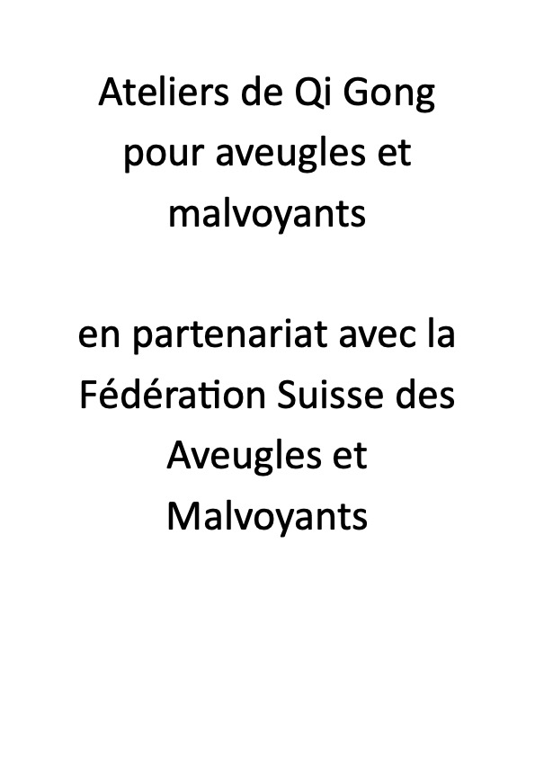 Atelier Qi Gong gratuit pour personnes aveugles et malvoyantes